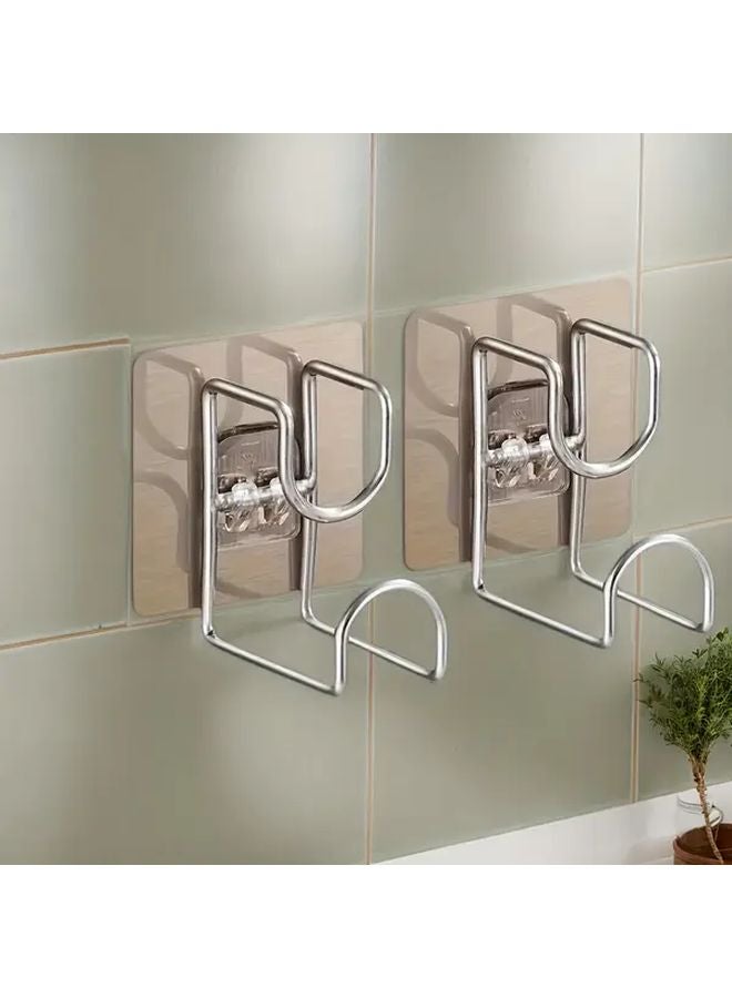 2pcs Foldable Stainless Steel Sink Hooks No Drill Wall Mounted Space Saving Rack - Image 2