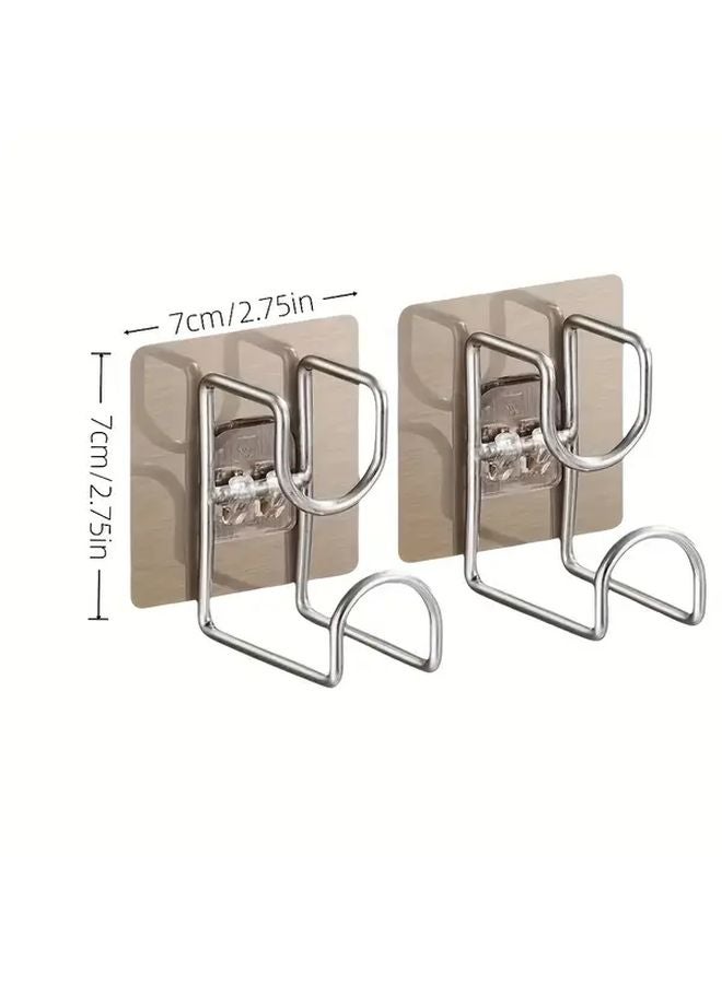 2pcs Foldable Stainless Steel Sink Hooks No Drill Wall Mounted Space Saving Rack - Image 4
