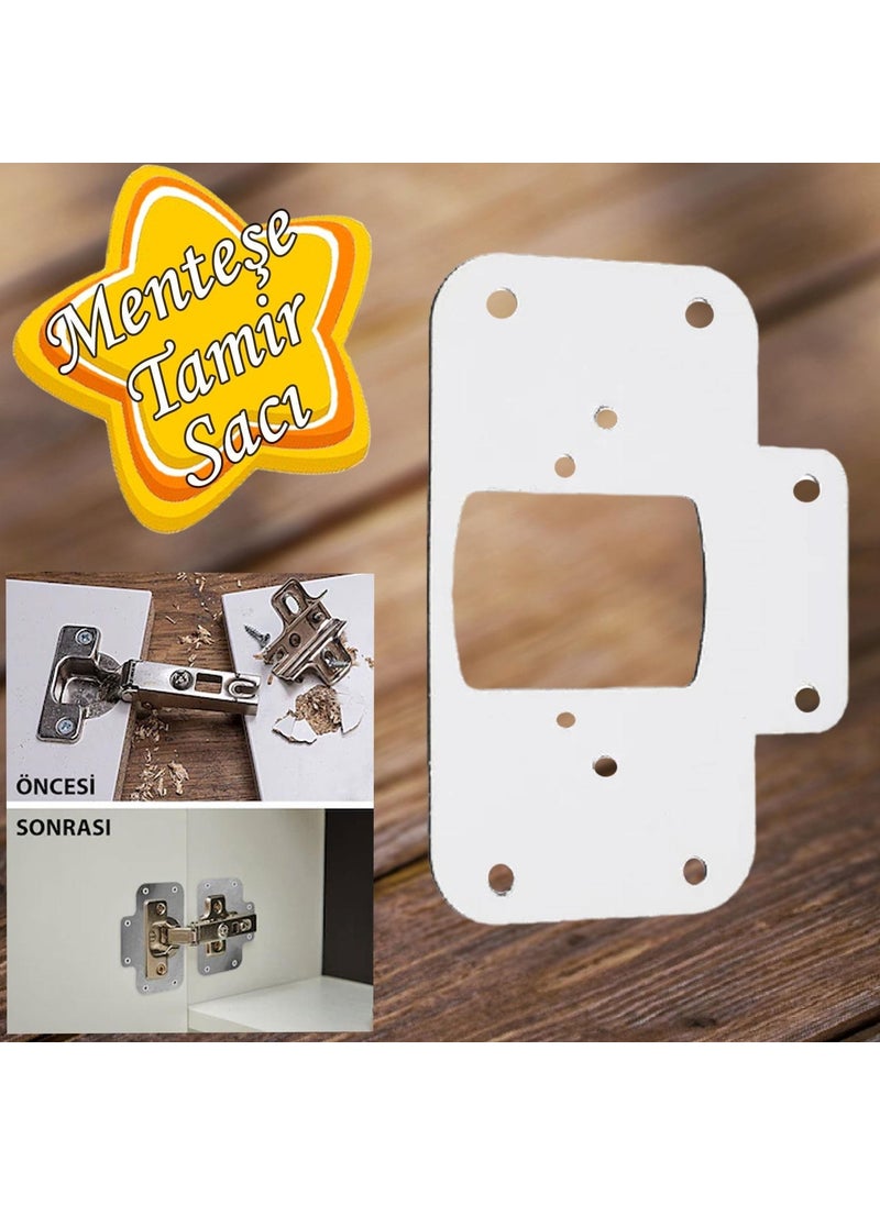 Glaswen Cabinet Door Stone Hinge Repair Sheet Practical Repair Kit White Metal Receptacle Table 6.5 x 9 cm  - Image 1