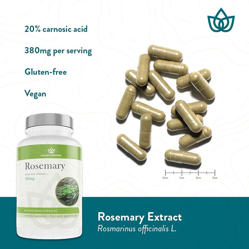 Nature Restore Rosemary Extract Supplement, Standardized to 20 Percent Carnosic Acid, 90 Capsules, Manufactured in USA, Non GMO, Gluten Free - Image 4