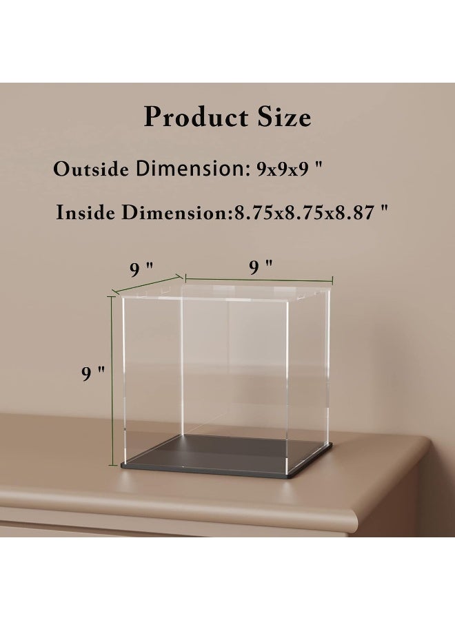 TPGP Clear Acrylic Display Box With Matte Black Base, Simple Self-Assembly Dust-Proof Showcase, Cube Counter-Tops Case For Collectibles (9X9X9 Inch) - Image 4