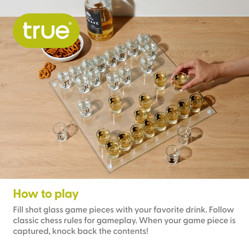 True Shot Glass Chess Game Chess Board with Shot Glass Chess Pieces Clear Glass and Frosted Glass Chess Drinking Game - Image 3