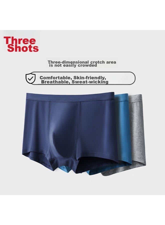 Threegun Men's Underwear, Xinjiang Cotton, Antibacterial, Elastic, Breathable, Boxer Briefs, Men's Boxer Shorts, 3-pack - Image 2