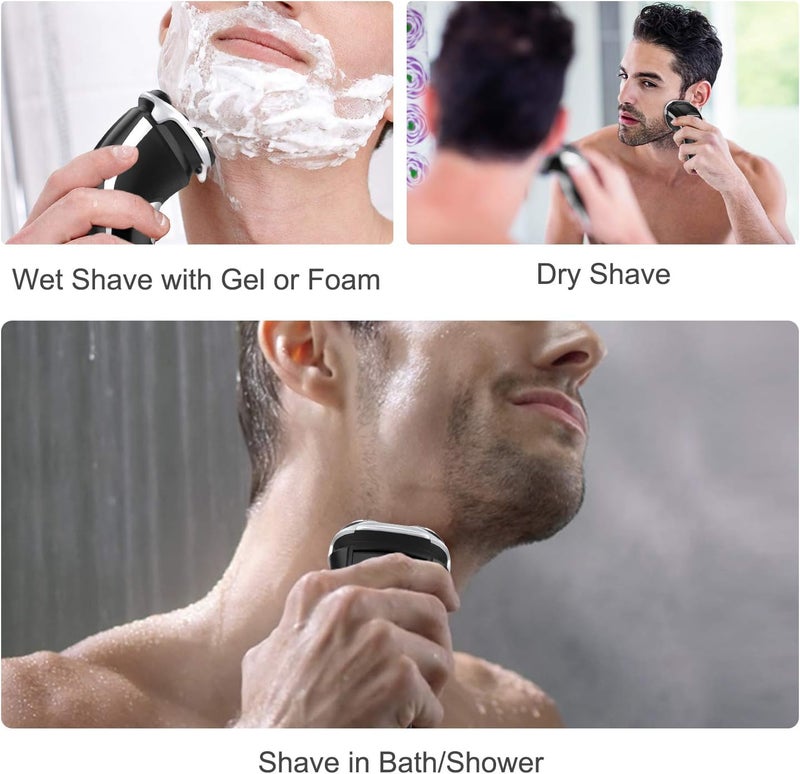 MAX-T Men's Electric Shaver - Corded and Cordless Rechargeable 3D Rotary Shaver Razor for Men with Pop-up Sideburn Trimmer Wet and Dry, IPX7 Waterproof, Plug & Play - Image 4