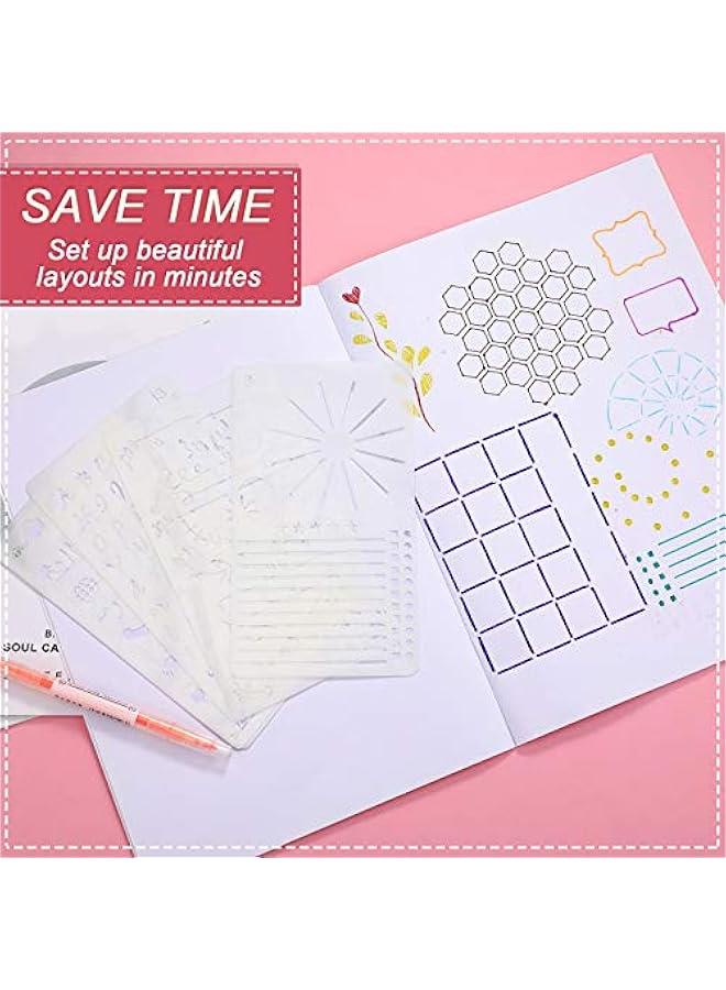 Arabest 24 Pieces Journal Stencils 4x7 Inch Planner DIY Drawing Template for Journals Supplies Kit Daily Weekly Monthly Calendars Notebook Productivity Scrapbook Lists, Letters, Numbers, Habit  - Image 4