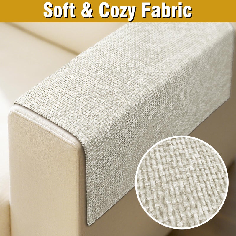 LovoGemy Couch Arm Covers, Sofa Arm Covers, Waterproof Armrest Cover for Sofa, Armchair, Loveseat, Non-Slip Recliner Arm Cover, Headrest Cover, Arm Chair Covers Set of 2 (Beige, 24"Ã—20") - Image 4