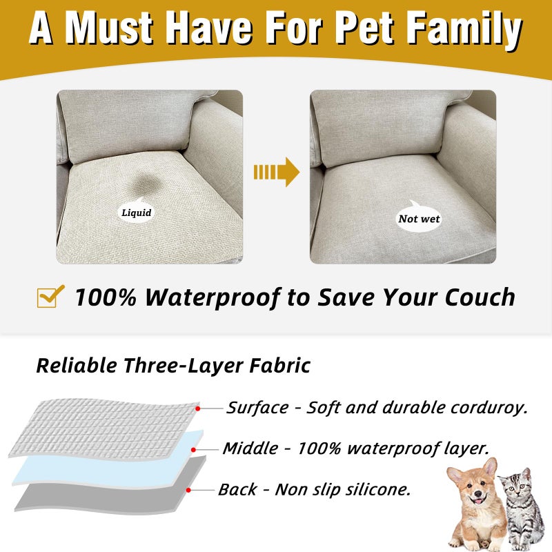 LovoGemy Couch Arm Covers, Sofa Arm Covers, Waterproof Armrest Cover for Sofa, Armchair, Loveseat, Non-Slip Recliner Arm Cover, Headrest Cover, Arm Chair Covers Set of 2 (Beige, 24"Ã—20") - Image 3