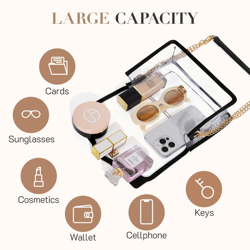 Missnine Clear Bag for Stadium Events Clear Crossbody Purse Stadium Approved Women Transparent Shoulder Bag for Concerts - Image 3