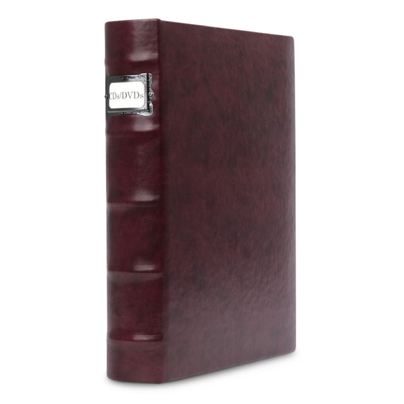 Bellagio-Italia BellagioItalia Corona CDDVD Storage Binder  Leather  48Disc Capacity  Storage Organizer for DVDs CDs Blu Rays  Video Games  AcidFree Binder Organizer Sheets  1 Pack  Vino 