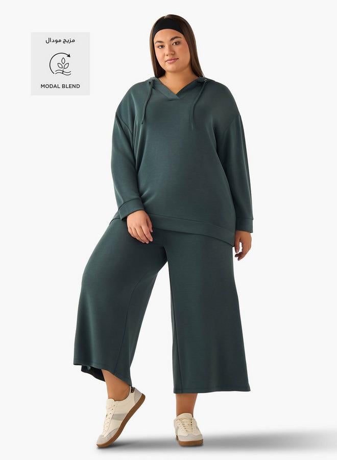 Ulla Popken Relaxed Fit Elasticated Waist Wide Leg Pants - Image 2