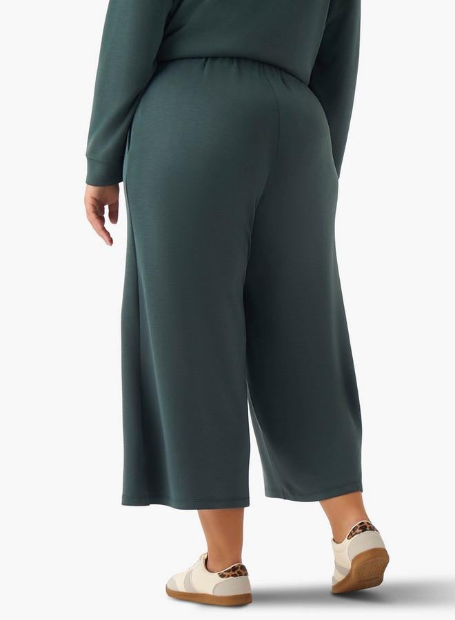 Ulla Popken Relaxed Fit Elasticated Waist Wide Leg Pants - Image 3