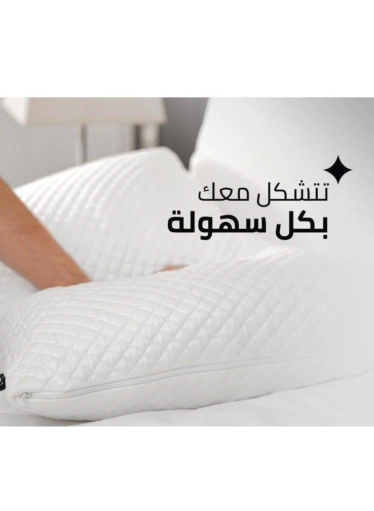 رهف وسادة رهيف من الفوم المجزأ بخاصية التبريد الذكي – دعم مثالي للرأس والرقبة، تقليل نقاط الضغط ونوم مريح وعميق - Image 5