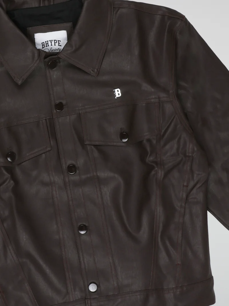 BHYPE SOCIETY  B-Hype Brown Faux Leather Jacket for Men | Best Price UAE