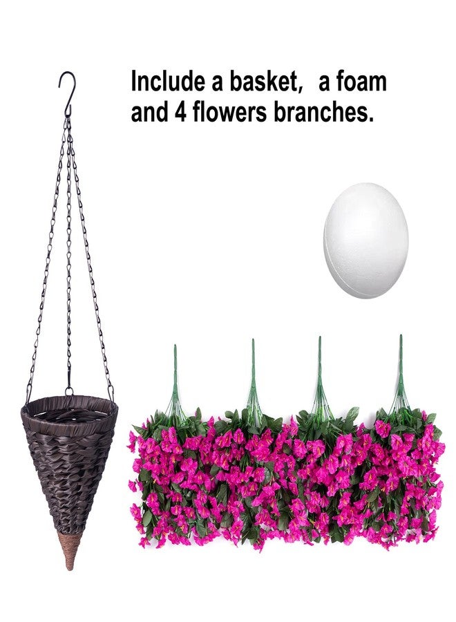 HyeFlora Artificial Fake Hanging Flowers Plants Baskets for Outdoor Outside Decoration, Faux Silk UV Resistant Realistic Fuchsia Morning Glory Planter for Home Porch Patio Balcony Garden Yard - Image 4