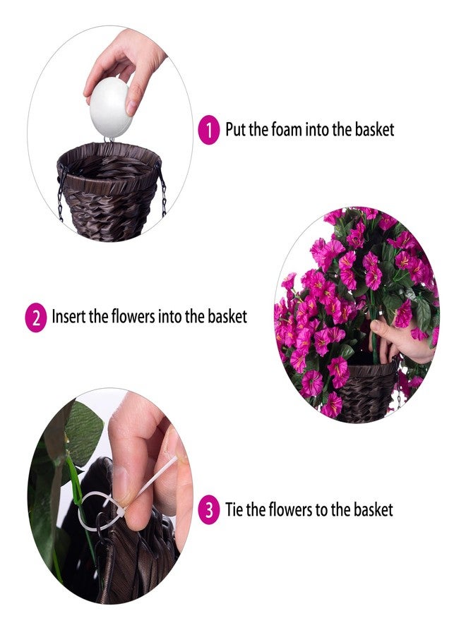 HyeFlora Artificial Fake Hanging Flowers Plants Baskets for Outdoor Outside Decoration, Faux Silk UV Resistant Realistic Fuchsia Morning Glory Planter for Home Porch Patio Balcony Garden Yard - Image 5