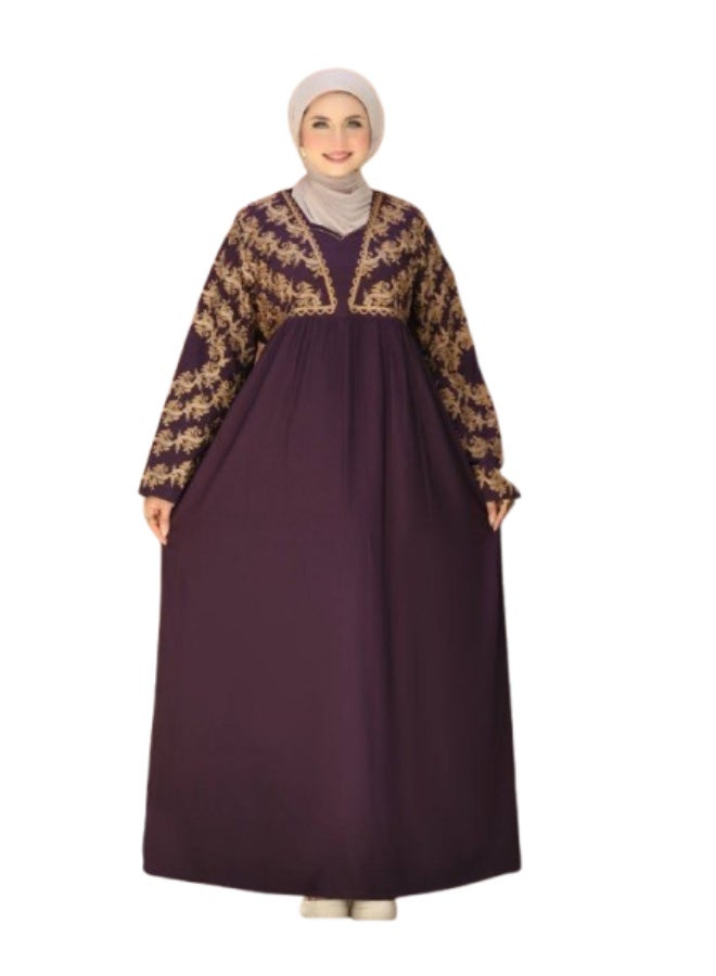 Women's abaya for receiving guests and going out, embroidered with luxurious imported Marasi Al-Ahram fabric - a comfortable, loose fit suitable for occasions and home. - Image 1