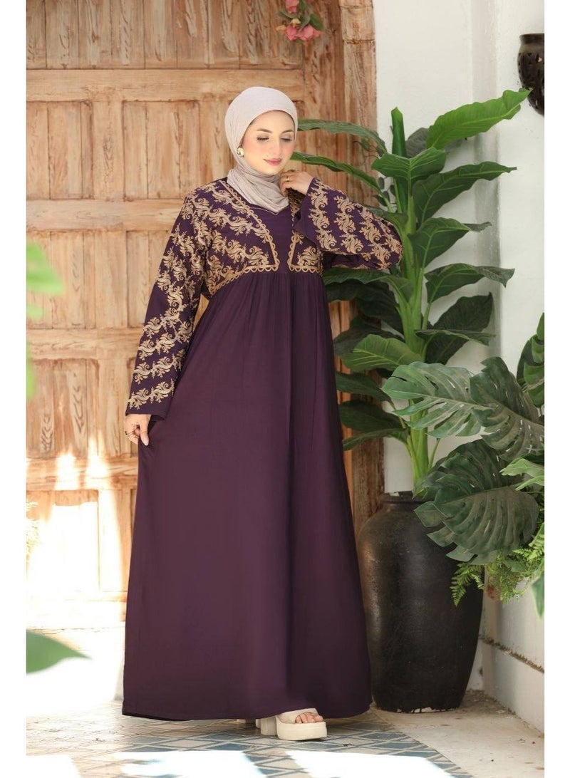 Women's abaya for receiving guests and going out, embroidered with luxurious imported Marasi Al-Ahram fabric - a comfortable, loose fit suitable for occasions and home. - Image 3