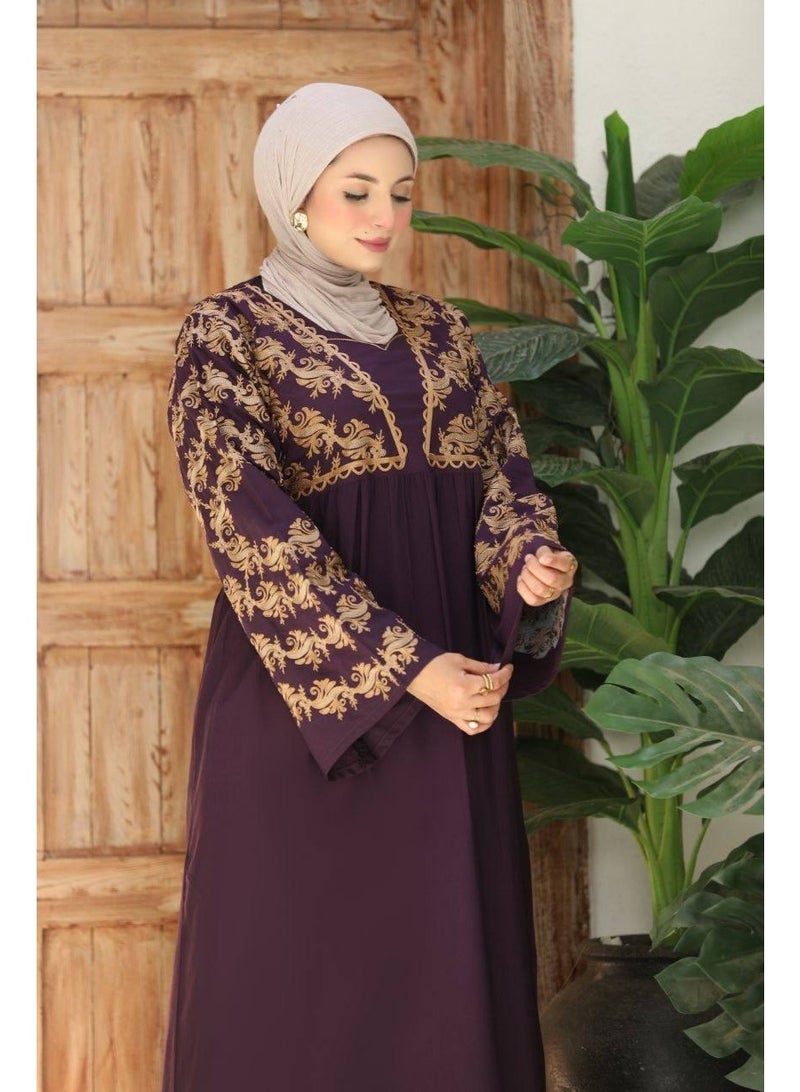 Women's abaya for receiving guests and going out, embroidered with luxurious imported Marasi Al-Ahram fabric - a comfortable, loose fit suitable for occasions and home. - Image 4