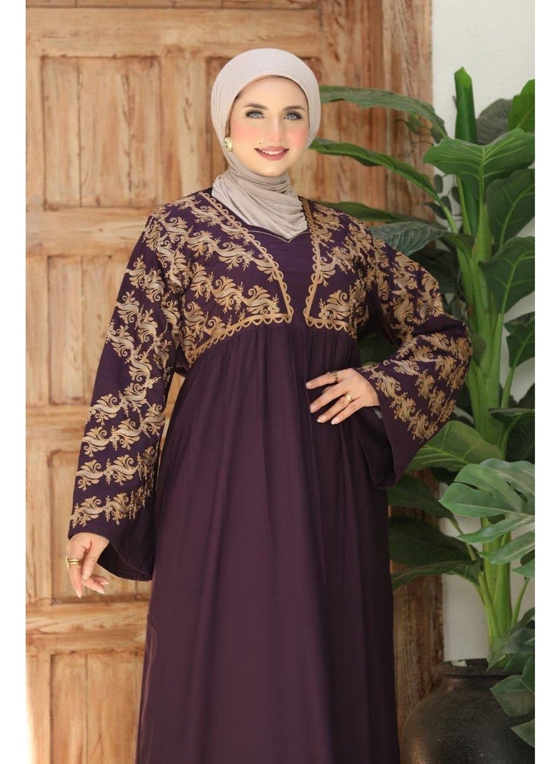 Women's abaya for receiving guests and going out, embroidered with luxurious imported Marasi Al-Ahram fabric - a comfortable, loose fit suitable for occasions and home. - Image 5