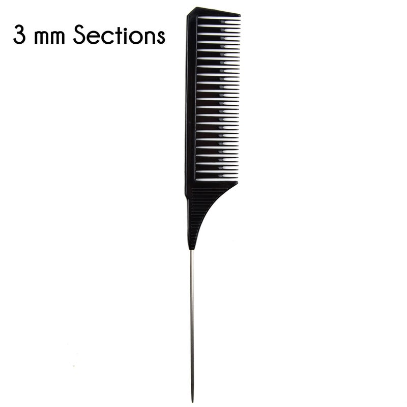 Salon Supply Co Salon Highlighting Combs Set - 4 Black Pin Tail Weaving Combs for Precise Foiling and Sectioning - Image 5