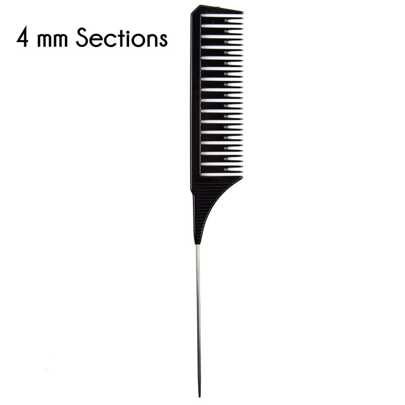 Salon Supply Co Salon Highlighting Combs Set - 4 Black Pin Tail Weaving Combs for Precise Foiling and Sectioning - Image 4