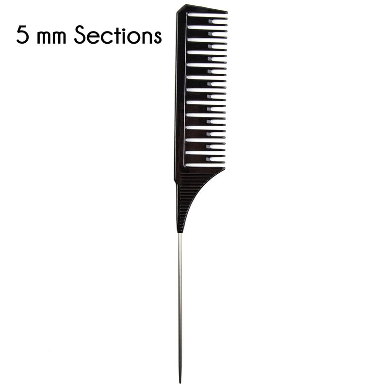 Salon Supply Co Salon Highlighting Combs Set - 4 Black Pin Tail Weaving Combs for Precise Foiling and Sectioning - Image 3