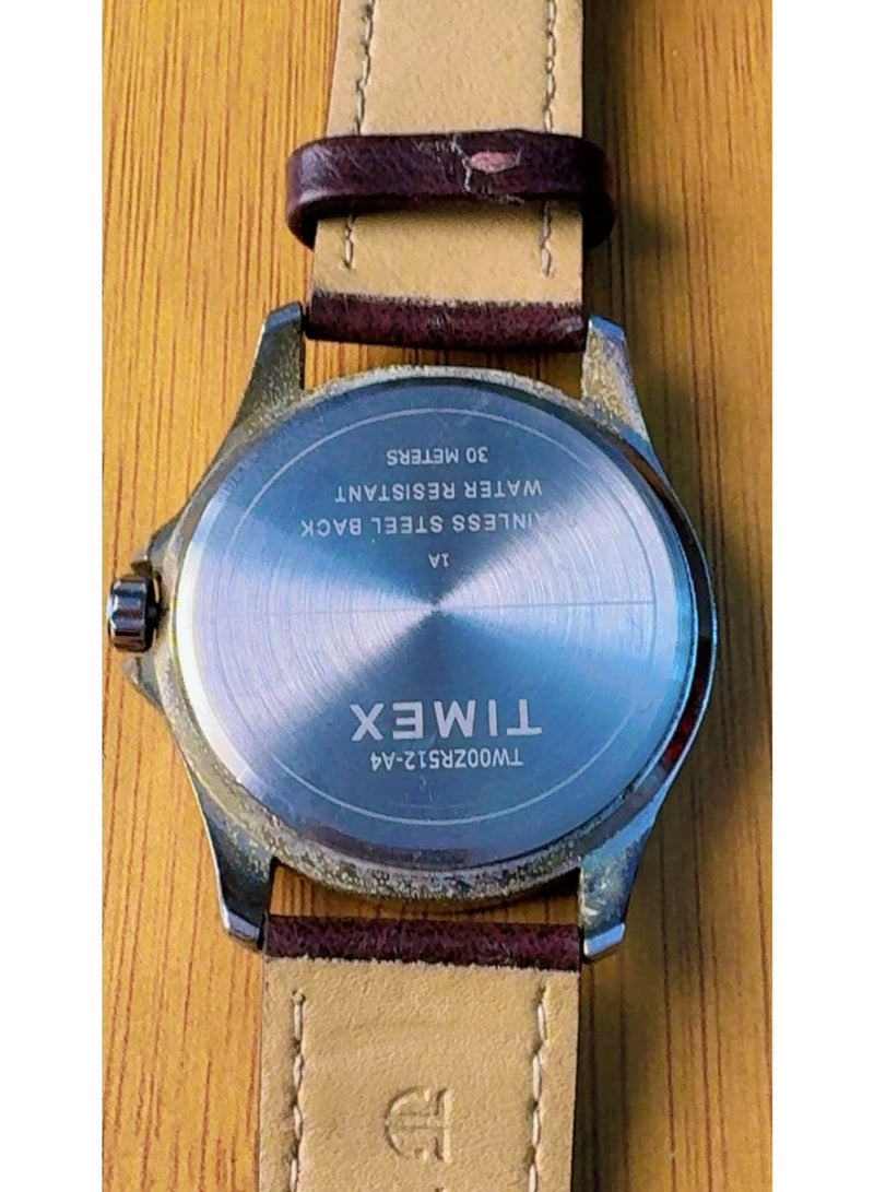 Timex Men's Classic Analog Quartz Watch - White Dial with Roman Numerals, Brown Stitched Leather Strap & Stainless Steel Back (30M Water Resistant) - Pre-Owned (Like Brand New Condition) - Image 2