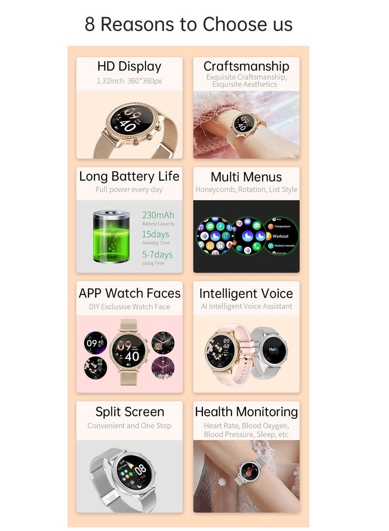 LIGE Newest Fashion Smart Watch for Ladies Bluetooth Call Smart Bracelet Waterproof Smartwatch Women - Image 2