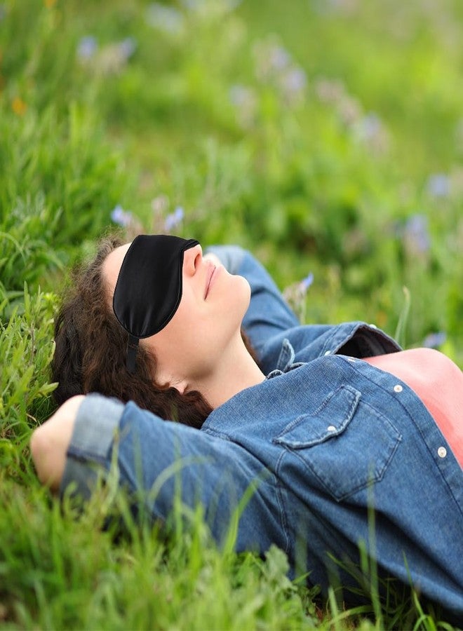 QIHOMPIB 2 PCS Black Silk Sleep Mask, Sleeping Eye Mask, Eye Masks for Sleep Silk Eye Mask for Sleeping Blindfold Travel Eye Mask Sleep for Men Eye Covers for Sleeping Mask Women Men Shade Cover Sleep Patches - Image 3