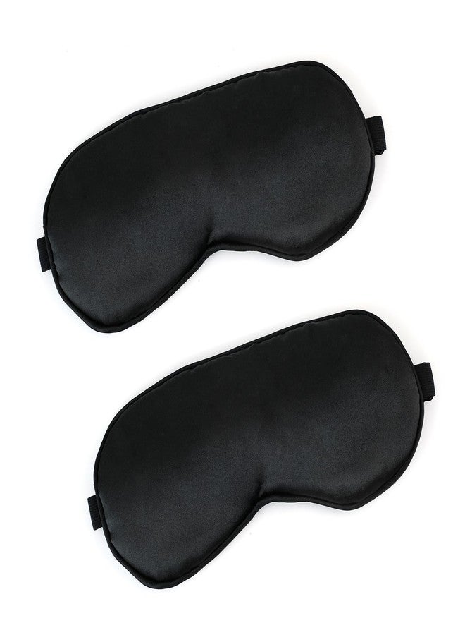 QIHOMPIB 2 PCS Black Silk Sleep Mask, Sleeping Eye Mask, Eye Masks for Sleep Silk Eye Mask for Sleeping Blindfold Travel Eye Mask Sleep for Men Eye Covers for Sleeping Mask Women Men Shade Cover Sleep Patches - Image 1