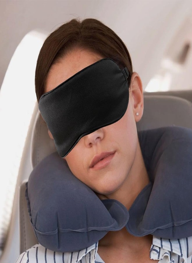 QIHOMPIB 2 PCS Black Silk Sleep Mask, Sleeping Eye Mask, Eye Masks for Sleep Silk Eye Mask for Sleeping Blindfold Travel Eye Mask Sleep for Men Eye Covers for Sleeping Mask Women Men Shade Cover Sleep Patches - Image 4