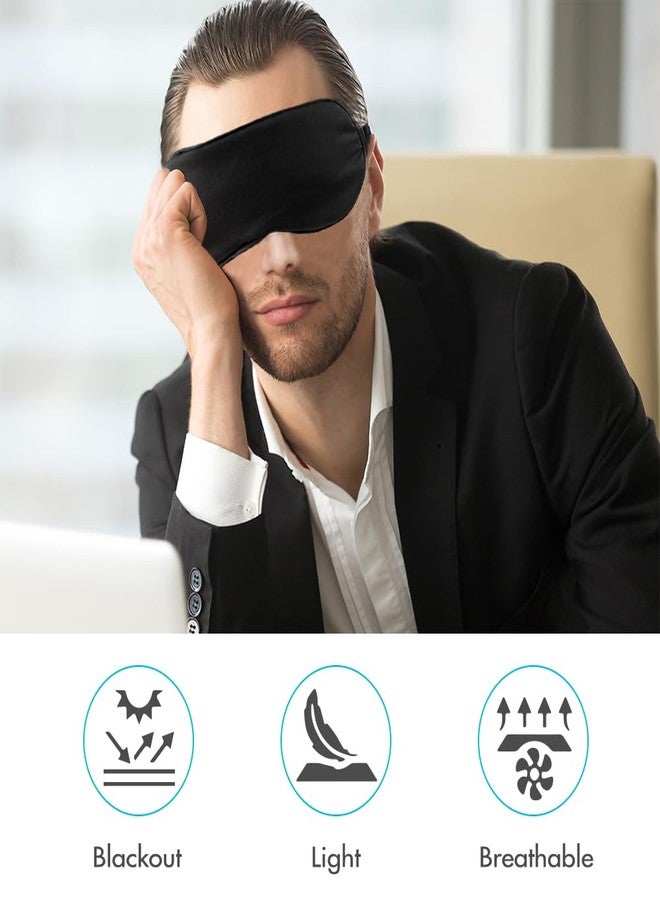 QIHOMPIB 2 PCS Black Silk Sleep Mask, Sleeping Eye Mask, Eye Masks for Sleep Silk Eye Mask for Sleeping Blindfold Travel Eye Mask Sleep for Men Eye Covers for Sleeping Mask Women Men Shade Cover Sleep Patches - Image 5