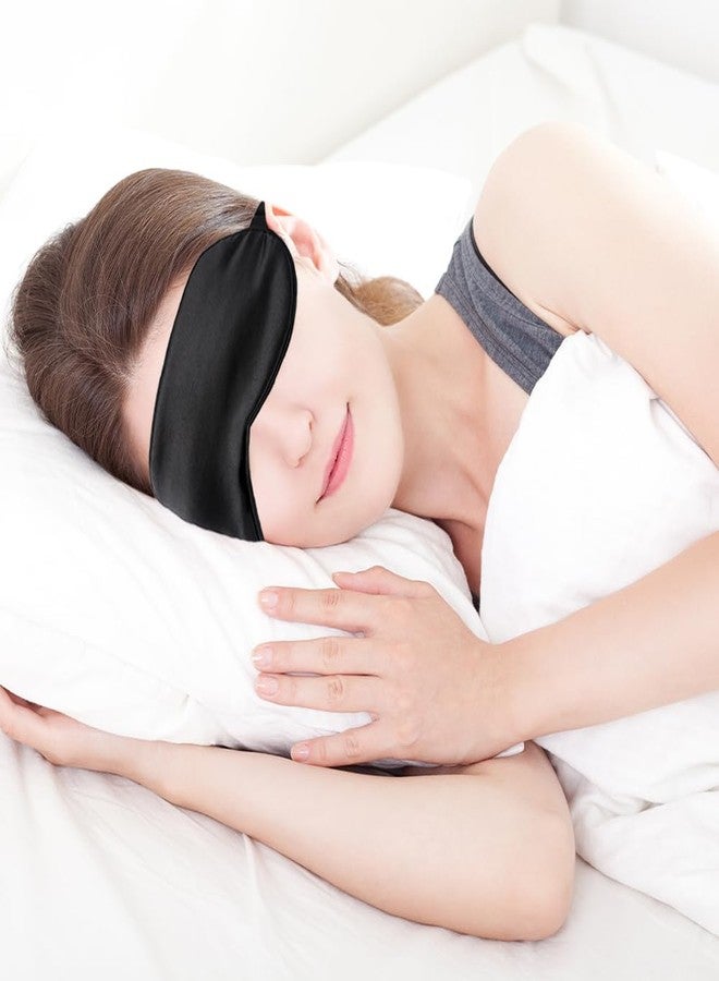 QIHOMPIB 2 PCS Black Silk Sleep Mask, Sleeping Eye Mask, Eye Masks for Sleep Silk Eye Mask for Sleeping Blindfold Travel Eye Mask Sleep for Men Eye Covers for Sleeping Mask Women Men Shade Cover Sleep Patches - Image 2