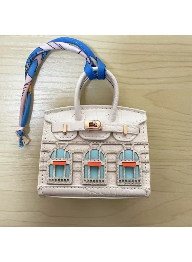 xozgdovg Mini Platinum Bag Charm Keychain Lipstick Holder white 