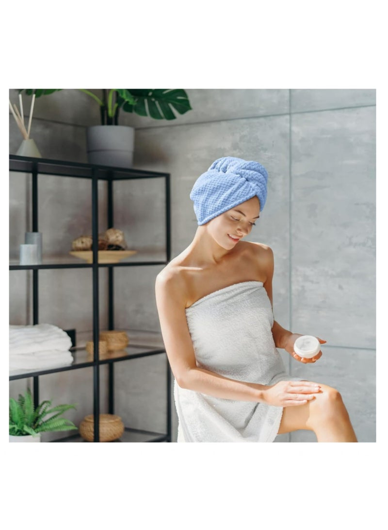 2PCS Soft Touch Microfiber Hair Towel Wrap for Women Anti-Frizz Quick Drying Hair Turban-Super Absorbent 300GSM Coral Fleece Blow Dry Towel for All Hair Types Lightweight for Styling (Blue) - Image 5