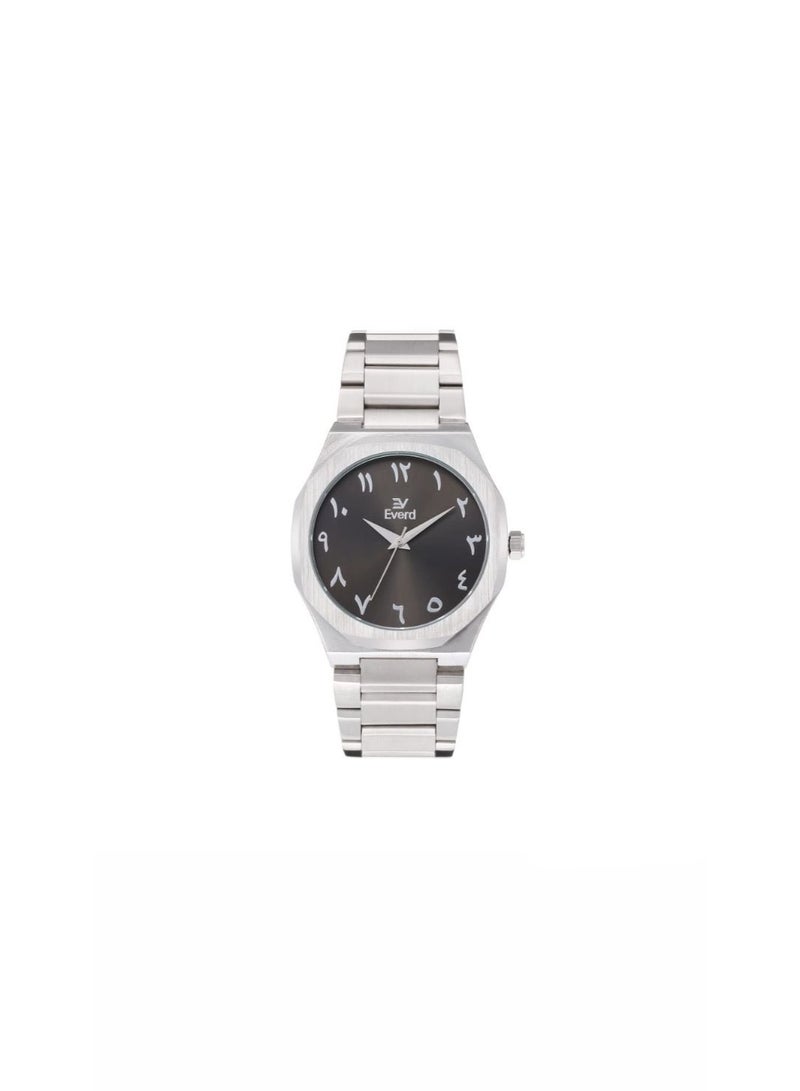 ساعة ايفرد الحديثة بميناء عصري مزين بالأرقام الهندية