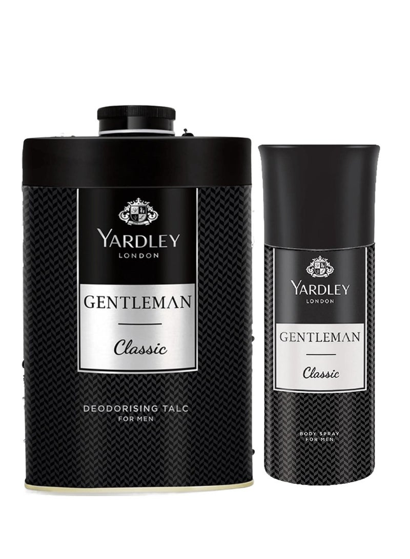 Yardley Classic Deodorising Talc For Men 250g And Gentleman Classic Body Spray For Men 150 ML  - Image 1