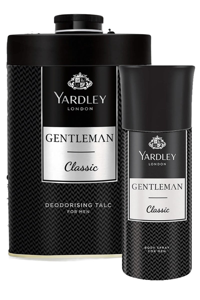 Yardley Classic Deodorising Talc For Men 250g And Gentleman Classic Body Spray For Men 150 ML  - Image 2