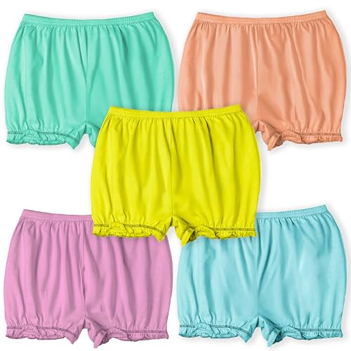 HAP Kids Girls Pack of 5 Light Color Printed Bloomers – 100% Cotton Soft & Breathable Baby Innerwear/Diaper Cover Shorts for Infants & Toddlers Multicolour - Image 2