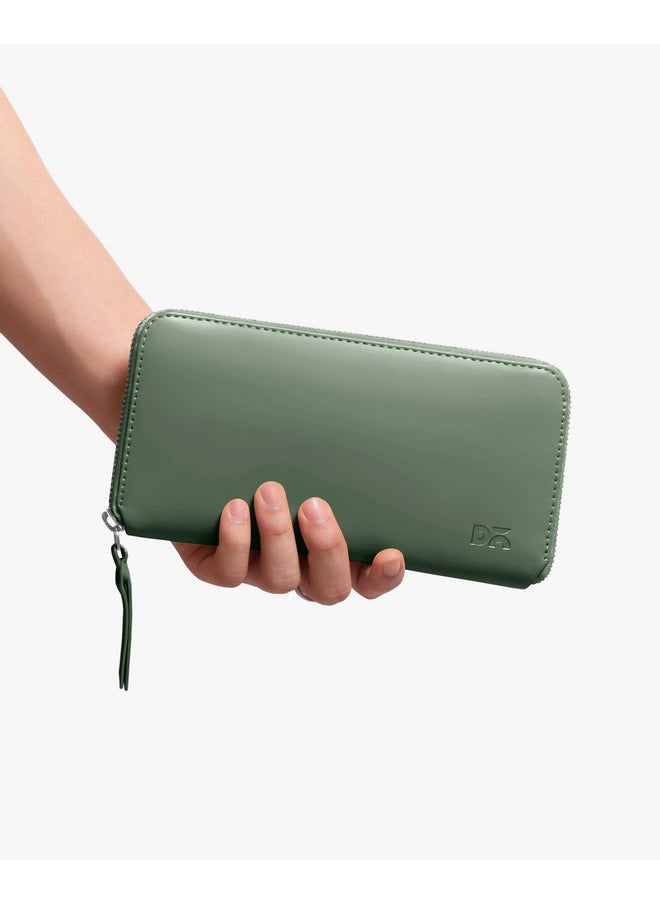 DailyObjects DailyObjects Sap Green Vegan Leather Women's Classic Zip Wallet | Made with PU Leather Material | Carefully Handcrafted | 20 Slip Pockets for Cards | Slim and Easy to Carry in Bag | Big Size Clutch with Card Holder  - Image 2