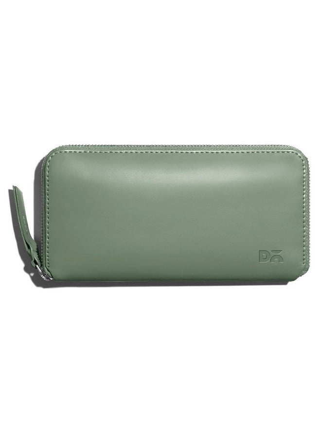 DailyObjects DailyObjects Sap Green Vegan Leather Women's Classic Zip Wallet | Made with PU Leather Material | Carefully Handcrafted | 20 Slip Pockets for Cards | Slim and Easy to Carry in Bag | Big Size Clutch with Card Holder  - Image 1