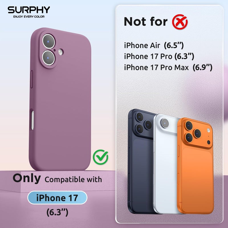 SURPHY Case for iPhone 17 Case with Screen Protector (6.3 inch 2025), Compatible with MagSafe, Liquid Silicone 17 Phone Cases Whit Soft Microfiber Lining, Lilac Purple - Image 2