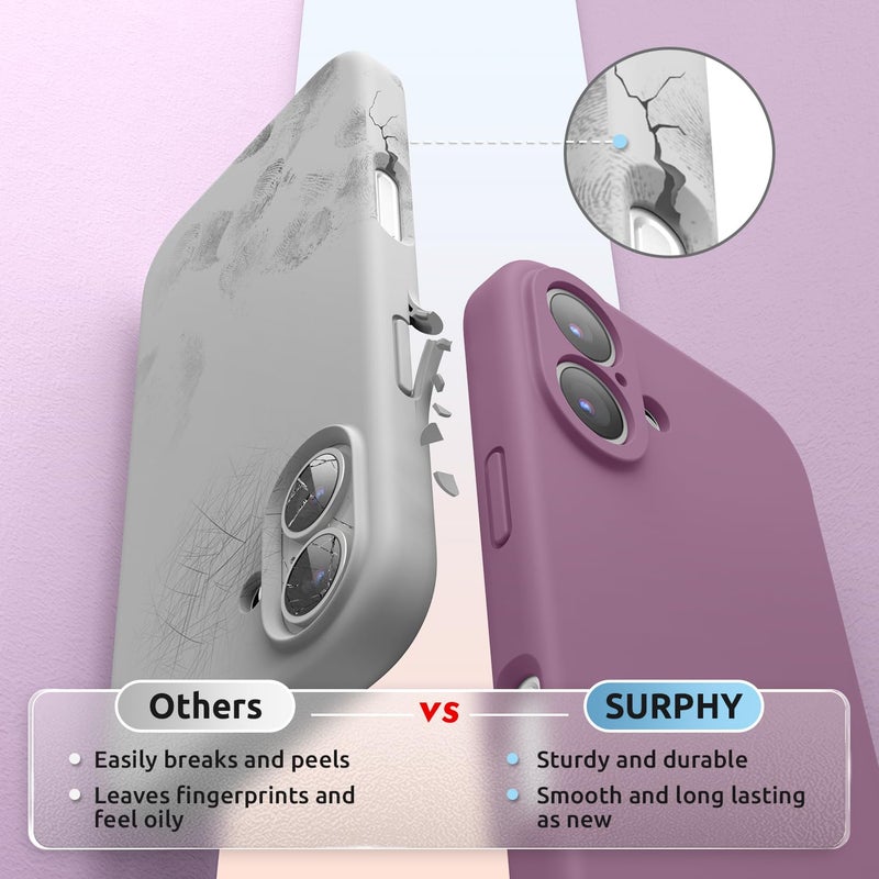 SURPHY Case for iPhone 17 Case with Screen Protector (6.3 inch 2025), Compatible with MagSafe, Liquid Silicone 17 Phone Cases Whit Soft Microfiber Lining, Lilac Purple - Image 4