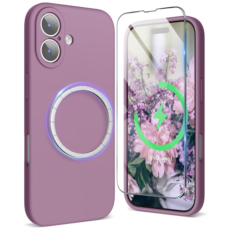 SURPHY Case for iPhone 17 Case with Screen Protector (6.3 inch 2025), Compatible with MagSafe, Liquid Silicone 17 Phone Cases Whit Soft Microfiber Lining, Lilac Purple - Image 1
