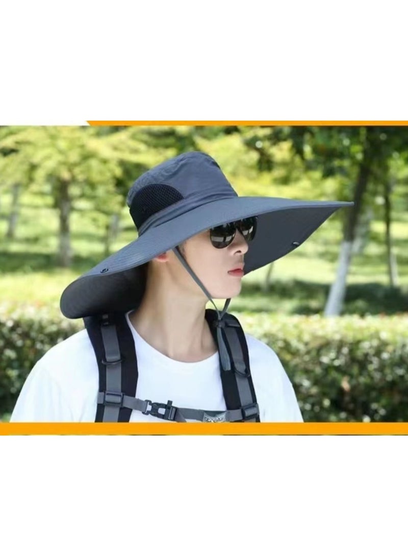 Wide brimmed sun hat, waterproof and breathable, suitable for fishing, hiking, camping, boys and girls - Image 2
