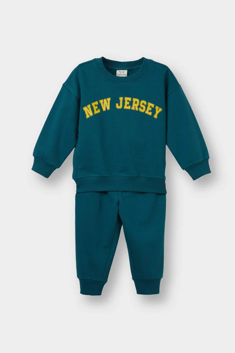 ديفاكتو Baby Boy Slogan Printed Thin Fabric Soft Lining 2 Piece Set