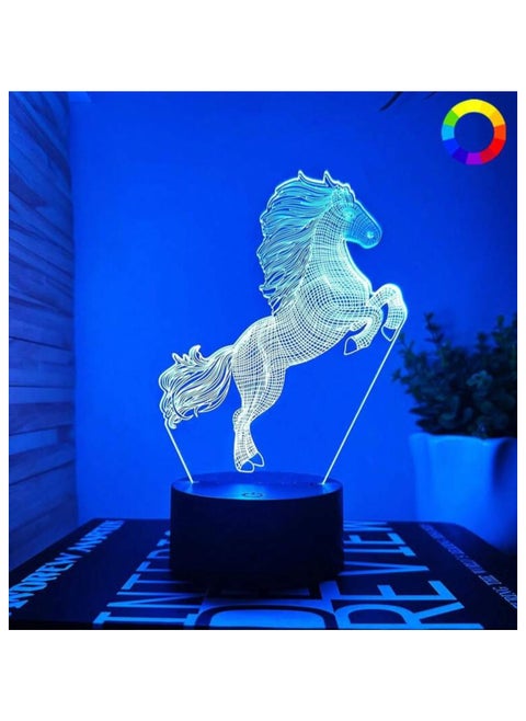 مصباح LED بتصميم ثلاثي الأبعاد لتزيين الطاولة متعدد الألوان بتصميم حصان لعشاق الخيل