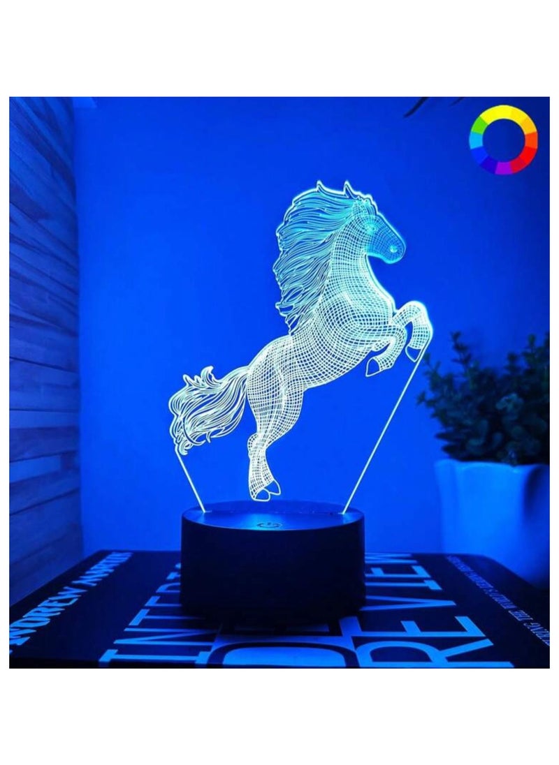 مصباح LED بتصميم ثلاثي الأبعاد لتزيين الطاولة متعدد الألوان بتصميم حصان لعشاق الخيل