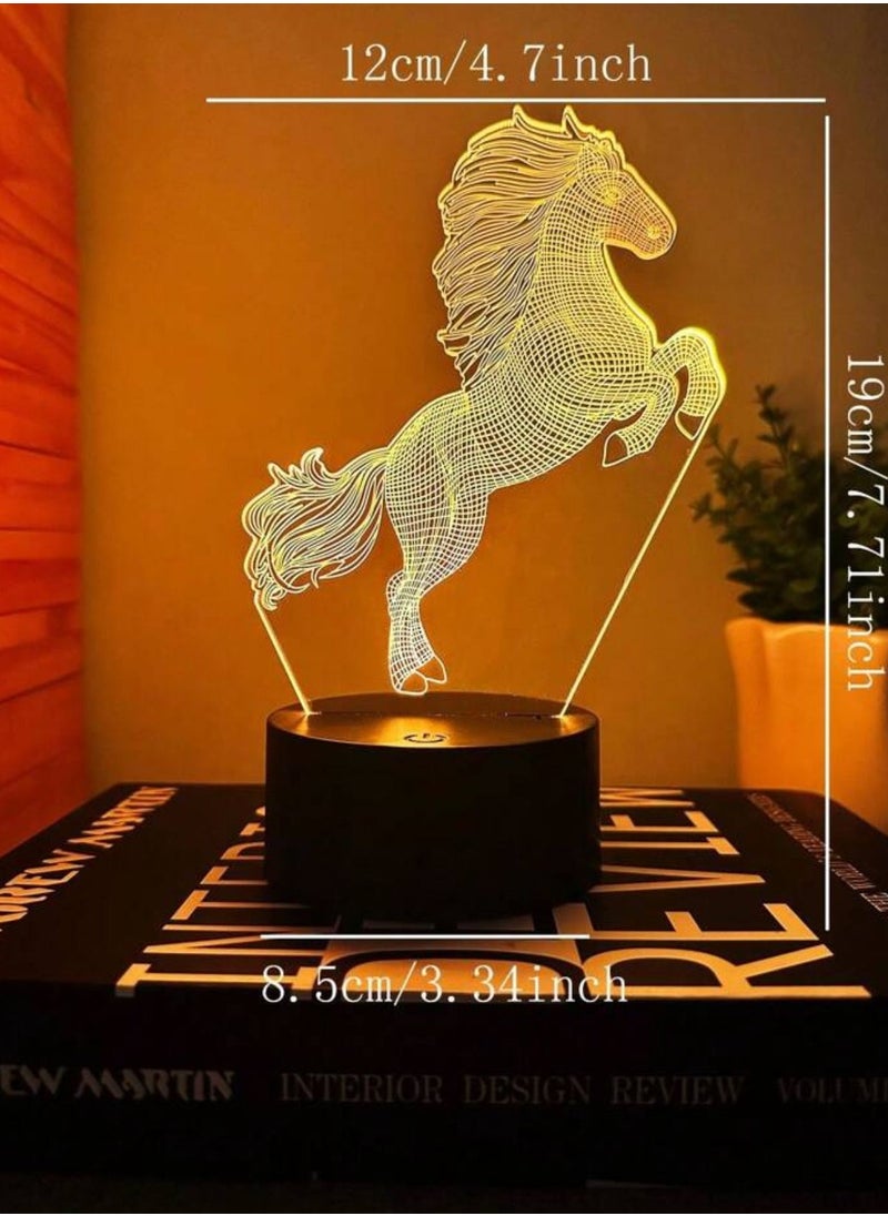 مصباح LED بتصميم ثلاثي الأبعاد لتزيين الطاولة متعدد الألوان بتصميم حصان لعشاق الخيل