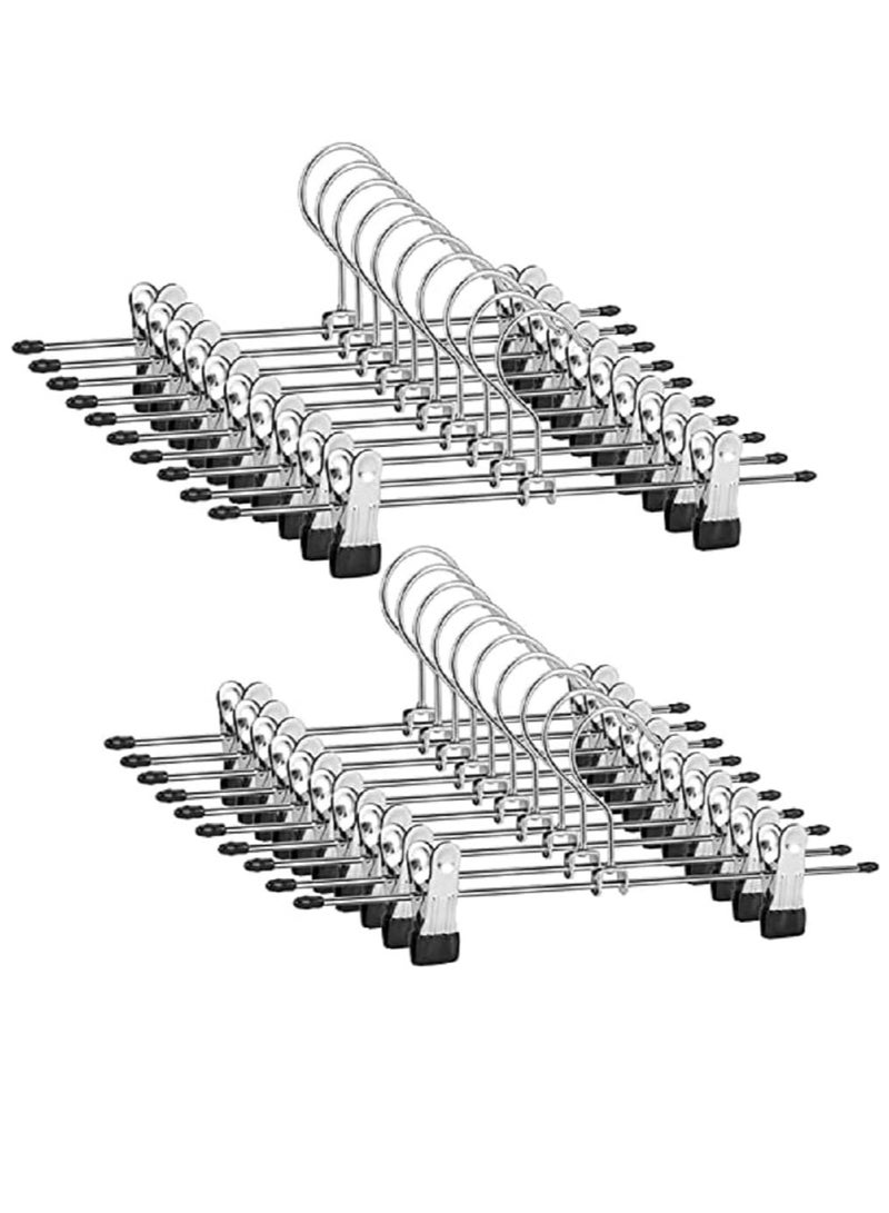 ريد دوت جيفت 25 Pack Pants Hangers ,12 Inch ( 30cm )Trouser Adjustable Metal Pants and Skirt Hangers with Clips Space Saving Hangers for Jeans. - Image 1